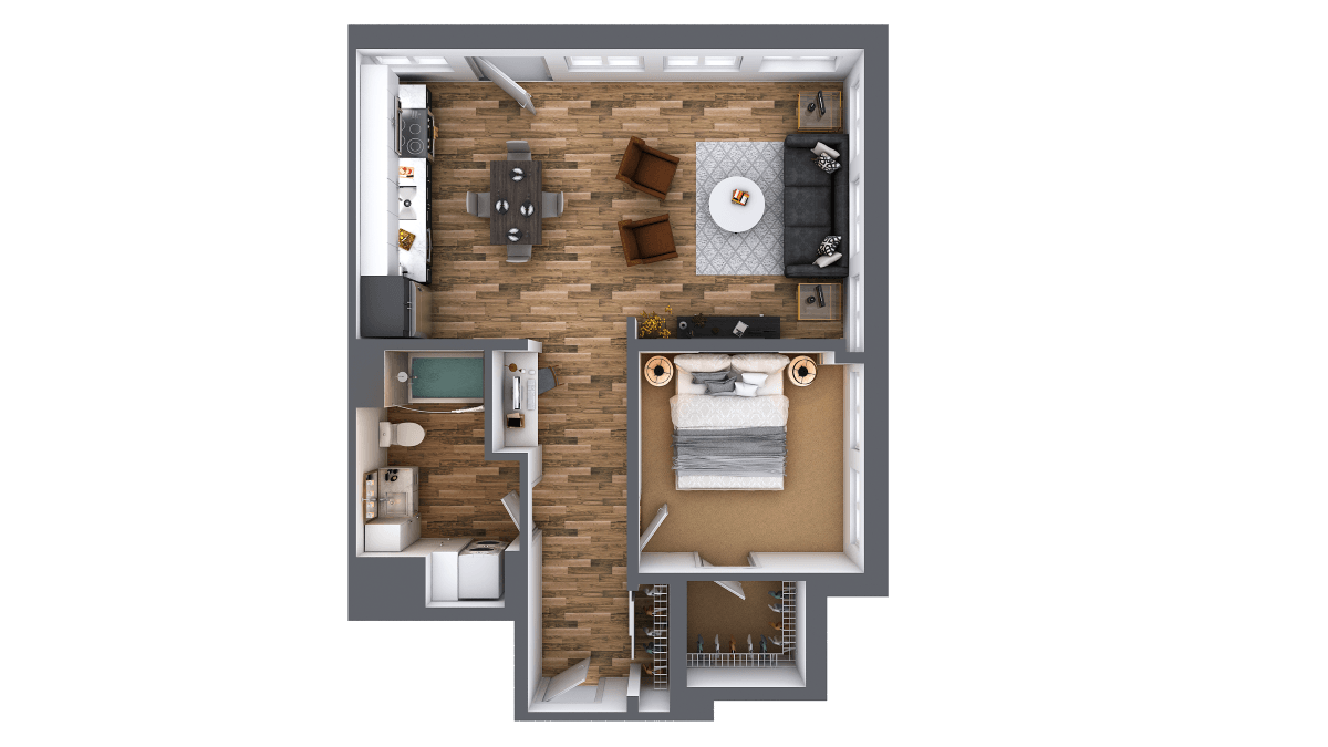 LL Hawkins 1 Bed 1 Bath G Floor Plan